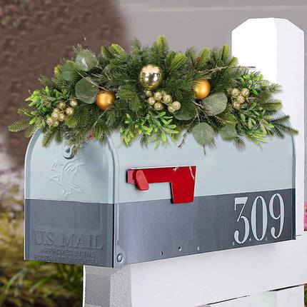 HEBE Christmas Swags 25" Artificial Christmas Decorative Swag Xmas Mailbox Swag Christmas Wreath with Red Berries Pine Cone Farmhouse Christmas Hanging Decorations for Indoor Outdoor Use