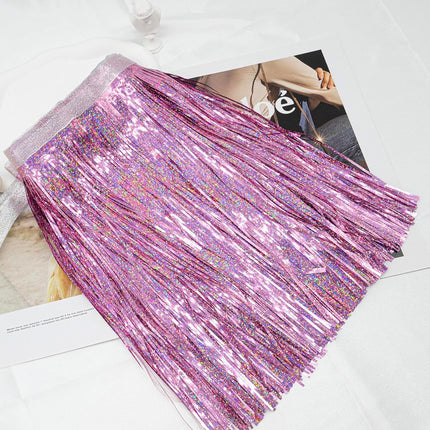 2 Pack Glitter Pink Foil Fringe Garland-4 Layers Thick Shiny Metallic Tinsel Streamers, Hanging Fringe Banner for Wedding Christmas Decoration Home Hanging Parade Floats