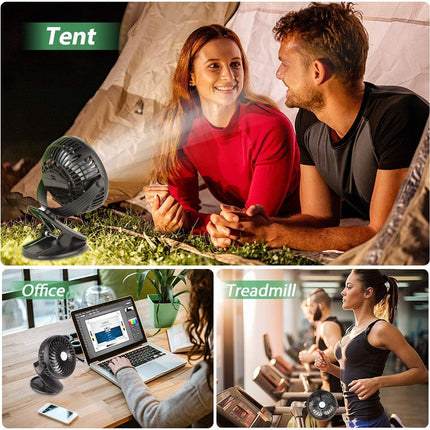 Camping Fan, Clip On Fan With Led Lights And Hook, 4 In 1 Camping Accessories, Rechargeable 2600Mah Battery/Usb Operated Personal