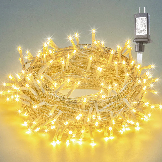 Warm White String Lights 33ft 100 LED with 8 Modes, Waterproof Plug in Twinkle Fairy Lights Indoor Outdoor for Holiday, Wedding Party, Birthday and Christmas Decor-Warm White