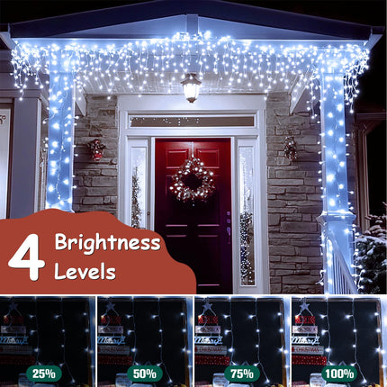 42ft Christmas Icicle Lights, 396 LED Outdoor/Indoor Cool White Fairy Lights with 8Modes, Plug-in Waterproof String Lights for Holiday, Wedding, Garden Decorations