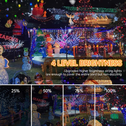 PgUp 124FT 1200 LED Christmas Lights, Ice Lights for Outside IP65 Waterproof with 8 Modes Timer Curtain Fairy Light with 240 Drops Plug in Christmas String Lights for Holiday Wedding Party Decor