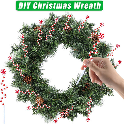 35 Pcs Candy Cane Christmas Tree Decorations, Red and White Christmas Tree Picks, Woolen Candy Shape Curly Picks Candy Cane Ornaments Christmas Decorations for Xmas Tree Topper Home Vase Wreath Decor