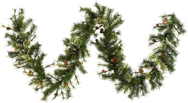 Vickerman 9' Long Mixed Country Pine Artificial Christmas Garland, Unlit - Faux Mixed Needle Christmas Garland - Indoor Seasonal Home Decor - Flexible Wire Spine
