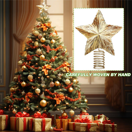 Christmas Tree Topper Star Gold Christmas Tree Decorations Large Champagne Star Topper 8 x 11 x 2 Inches Glitter Sequin Star Xmas Holiday Decor for Christmas Tree