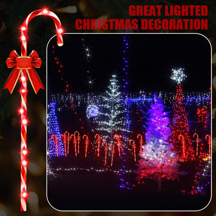 Leinuosen 20 Pcs 30" Solar Christmas Candy Cane Lights Pathway Walkway Markers Light with Red Bow Waterproof Garden String Light Dec with 200 LED Light Xmas Patio Yard Lawn Holiday (20,Vintage)