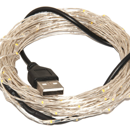 Karlling USB Plug In LED Fairy Lights,50 LED Bulbs 16 Ft Silver Wire Waterproof Starry String Lights for Bedroom Patio Garden Party Wedding Commercial Lighting (Warm White)