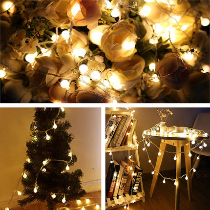49ft 100 LED Globe String Lights with Remote, 8 Modes, Plug-in Fairy String Lights for Indoor Outdoor Party Wedding Christmas Tree Garden, Warm White - Eco-Friendly, Durable and Energy-Saving