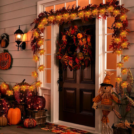 SUNSGNE Fall Lights Thanksgiving String Lights, 13.6FT 35LED Orange Leaf Lights Plug-in Fall String Lights for Thanksgiving Friendsgiving Harvest Autumn Fall Party Indoor Bedroom Home Decorations
