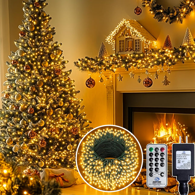 140FT Christmas Lights Indoor Outdoor Waterproof, 400 LED 8 Modes Warm Twinkling String Lights for Room Decorations, Ideal for Christmas Trees, Wedding, and Party