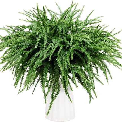 50Pcs Christmas Norfolk Pine Branches, 14" Norfolk Pine Artificial Christmas Stems, Christmas Greenery Pine Branches DIY Crafts Faux for Christmas Indoor Outdoor Home Decor