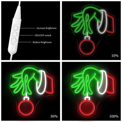 Christmas Neon Sign,Merry Christmas LED Decoration Neon Signs for Wall Decor,Dimmable Hand Neon Light,Christmas LED Neon Sign