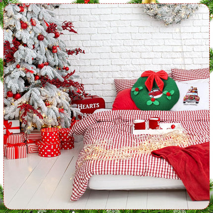Marsui Christmas Wreath Pillow 13 Inch Soft Plush Christmas Shaped Decorative Pillow for Xmas Holiday Party Couch Sofa Home