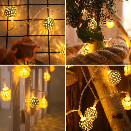 String Lights Indoor 40 LED Moroccan Fairy Lights Battery Operated with 8 Modes Outdoor String Lights Waterproof Globe String Lights for Home Patio Wedding Diwali Christmas Decor, Warm White