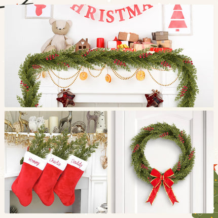 HOHOTIME 50 PCS Christmas Greenery Stems, Artificial Pine Stems Pick, Faux Cedar Branches for Vase, Fake Plants, Faux Pine Sprigs for Garland Wreath Tree Home DIY Xmas Decor