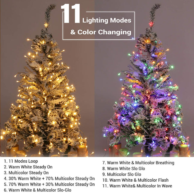 BrizLabs Color Changing Christmas Lights, 115ft 300 LED Fairy String Lights, 11 Modes Warm White & Multicolor Christmas Tree Lights, Dimmable Plug in Light with Remote for Outdoor Indoor Xmas Decor