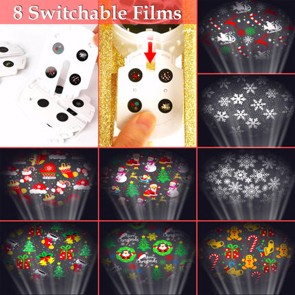 Christmas Tree Topper Lighted with 8 Projection Modes, Christmas Star Tree Topper LED Rotating Lights, 3D Gold Snowflake Star Tree Top Glitter Projector for Xmas Party Holiday Decorations