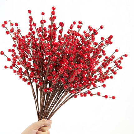 joyhalo 12 Pack Red Berry Stems - Extra Long 18' Red Berries Branches for Christmas Tree, Artificial Xmas Berry Picks for Christmas Tree Ornaments Crafts Holiday Home Decor