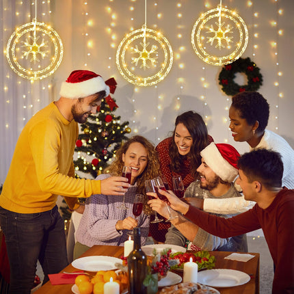 6 Pcs 12 Inch Solar Christmas Outdoor Light Decoration Christmas Window Lights Hanging Snowflake Outdoor Solar LED Hanging Lights 42 LED with 8 Flicker Modes for Xmas Tree Indoor Decor