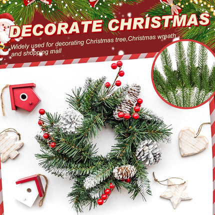 200 Pcs Artificial Pine Branches Christmas Greenery Plants Pine Needles DIY Cedar Picks and Sprays Accessories Artificial Pine Needles Leaves for Christmas Garland Wreath Craft and Home Decor