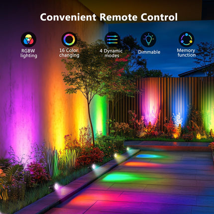 OurLeeme Lawn Flood Light Stake, 2-in-1 Waterproof Outdoor Remote controlle Landscape Lighting Spotlight Wall Light for Yard Garden Driveway Pathway Pool(2 Pack)