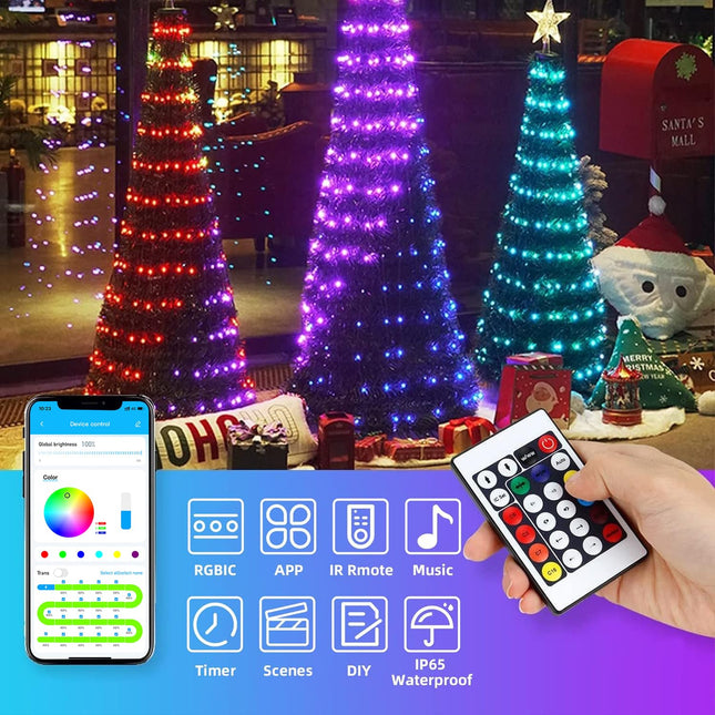 hyrion Bluetooth Smart Fairy Lights 33Ft Music Sync Color Changing Led Fairy Lights USB Powered APP Remote Control IP65 Waterproof Christmas Fairy String Lights for Tree Wedding Party Garden Decor