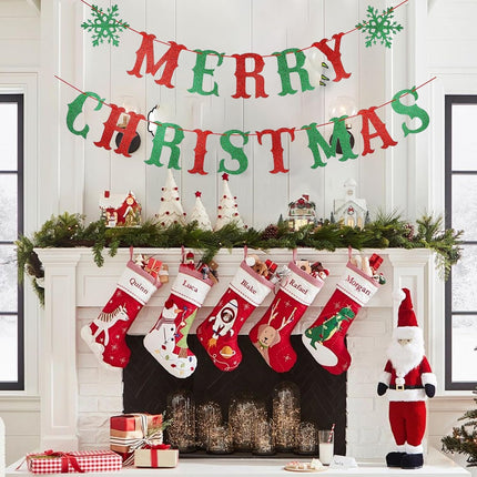 Pre-Strung Merry Christmas Banner, Red and Green Christmas Sign Garland Christmas Party Banner Merry Xmas Banner for Christmas Party Decorations, Xmas Holiday Mantle Fireplace Home Decor