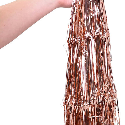 Mandala Crafts Rose Gold Tinsel Garland - Tinsel Icicles Rose Gold Tinsel Fringe Garland - 20 in X 20 Ft Long Metallic Tinsel Foil Fringe Banner for Christmas Tree Xmas Holiday Party Decoration