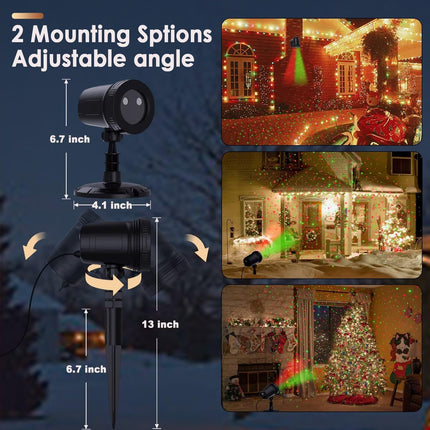 Laser Christmas Lights Outdoor Decorations, Garden Laser Lights, Red and Green Stars Landscape Lights with RF Remote, IP65 Waterproof, Cold-Resistant, Christmas Projector Lights for Party Festivities