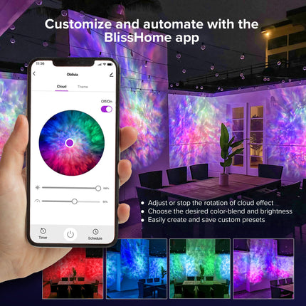 BlissLights Oblivia - IP65 Outdoor Nebula Cloud Projector, LED Landscape Lighting, Garden Path Light for Year-Round Exterior Decor, Christmas, or Events (RGB)