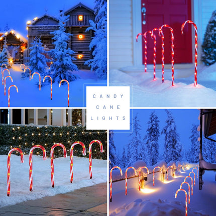 24-Pack d Solar Christmas Candy Cane Lights, Solar Pathway Lights Waterproof, Christmas Decorations Outdoor with 8 Modes for Party Patio Garden Lawn Yard Decor