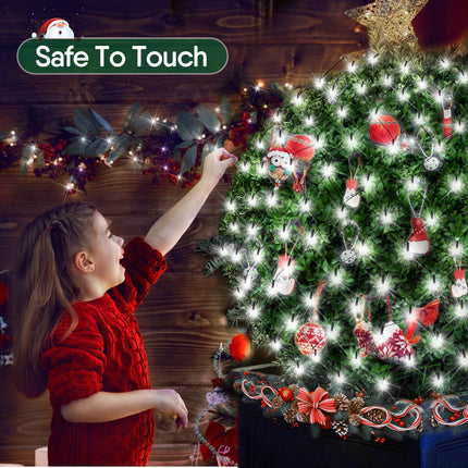 Hezbjiti Christmas Net Lights, 280 LED Mesh Lights 9.8FT x 6.6FT 8 Modes Waterproof Outdoor Christmas Decoration Lights Green Wire for Bushes, Trees, Lawn, Yard, Garden Party (Cool White)