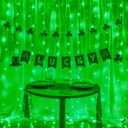 304 LED Curtain Lights,8 Modes Hanging Wall Lights Outdoor,Plug in Fairy Curtain String Lights for Window,Ceiling,Party Backdrop,Wedding,Christmas,Halloween,Bedroom Decor(Green)