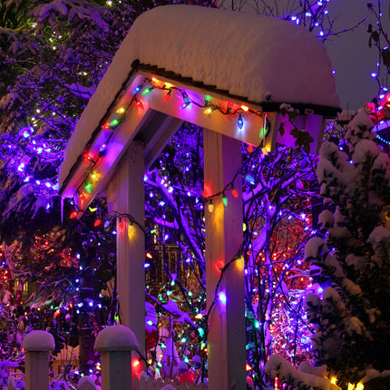 Anycosy Christmas Lights Outdoor, 100 LED C9 String Lights with Timer Function Plug in 8 Modes for Christmas Decorations