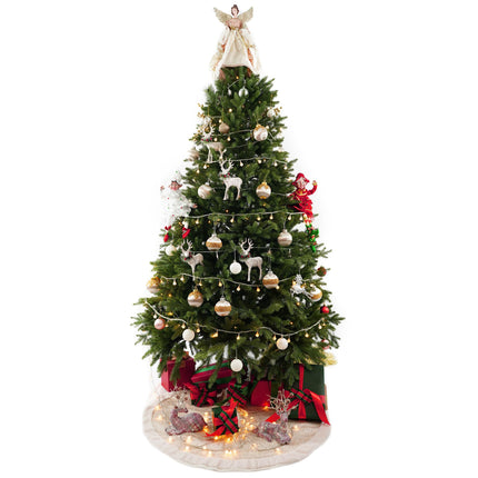 iPEGTOP 16 inches Angel Christmas Tree Topper with Glitter Gold Wings in Nude Pink Dress, Unlit Christmas Treetop Flying Angel Winged Diva Fairy Goddess Figurine Ornaments