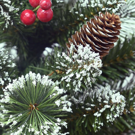 2ft Mini Christmas Tree with a Burlap Base, Unlit Artificial Small Tabletop Christmas Tree, Cashmere Snowy Table Fake Xmas Trees with a Cloth Bag Base, Green, Snow