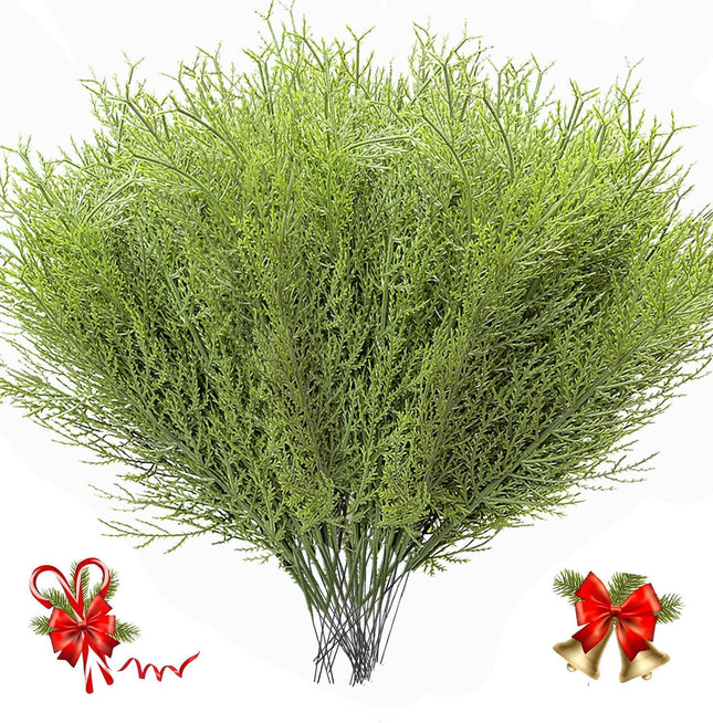 30pcs Artificial Pine Branches for Christmas Tree Filler, 13.8" Evergreen Fake Pine Needles Picks Christmas Greenery Stems for Wreath Making Supplies Holiday Decor (30)