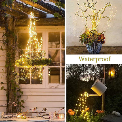 ZNYCYE Solar String Lights Outdoor, 8 Modes 220Led Multi Strand Fairy Lights Waterproof, Watering Can Lights Firefly Fairy Lights Bunch for Garden Patio Tree Christmas Party Wedding Decor(Warm White)