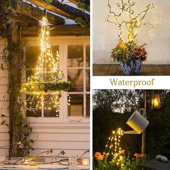 ZNYCYE Solar String Lights Outdoor, 8 Modes 220Led Multi Strand Fairy Lights Waterproof, Watering Can Lights Firefly Fairy Lights Bunch for Garden Patio Tree Christmas Party Wedding Decor(Warm White)