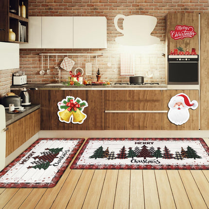 Homcomoda Christmas Tree Kitchen Mats 2 Piece Set Non Slip Waterproof Kitchen Rugs and Mats Anti Fatigue Cushioned Kitchen Floor Mats Farmhouse Xmas Comfort Standing Mat for Floor Kitchen Sink Laundry