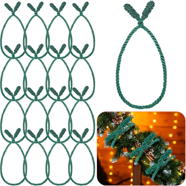 Zhengmy 16 Pcs 20 Inches Christmas Garland Ties Christmas Decorative Twist Ties for Banister Reusable and Flexible Twist Ties for Xmas Home Decorations Holiday Christmas Craft Wrapping (Green)