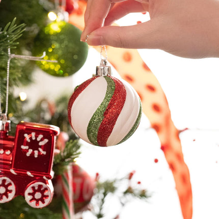 Valery Madelyn Christmas Ornaments Set, 100ct Red Green White Shatterproof Christmas Tree Decorations Variety Ball Ornaments Bulk, Whimsical Hanging Ornaments for Xmas Trees Holiday Party Decor
