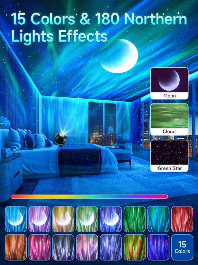 Star Projector Northern Lights Projector,White Noise&Bluetooth Star Projector Galaxy Light,15 Colors Moon Star Lights for Ceiling Projector,Remote Galaxy Projector Moon Light,Christmas s