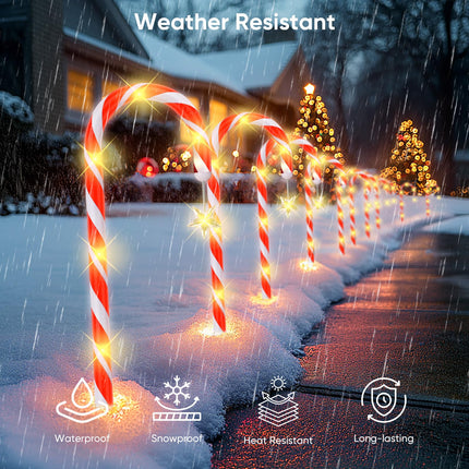 24 Pack Outdoor Christmas Decorations, Solar Christmas Lights Outdoor Waterproof Stakes, Two Set of 12 Solar Candy Cane Pathway Lights, Solar Christmas Decorations Outdoor Christmas Solar Lights Yard