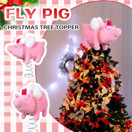 Christmas Flying Pig Tree Topper Christmas Tree Topper Pig Xmas Tree Ornament Pink Flying Pig Holidays Christmas Tree Home Decor