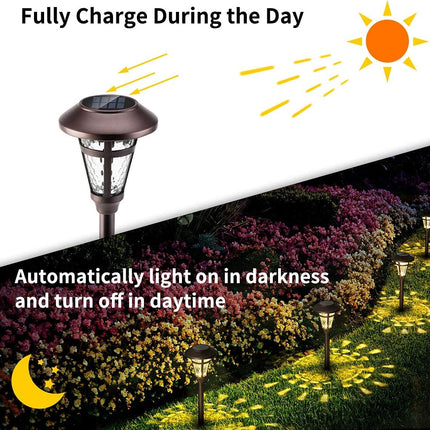 Solpex Solar Pathway Lights Outdoor,6 Pack Solar Garden Lights, Bronze Finshed, Waterproof Solar Walkway Lights Outdoor Lawn