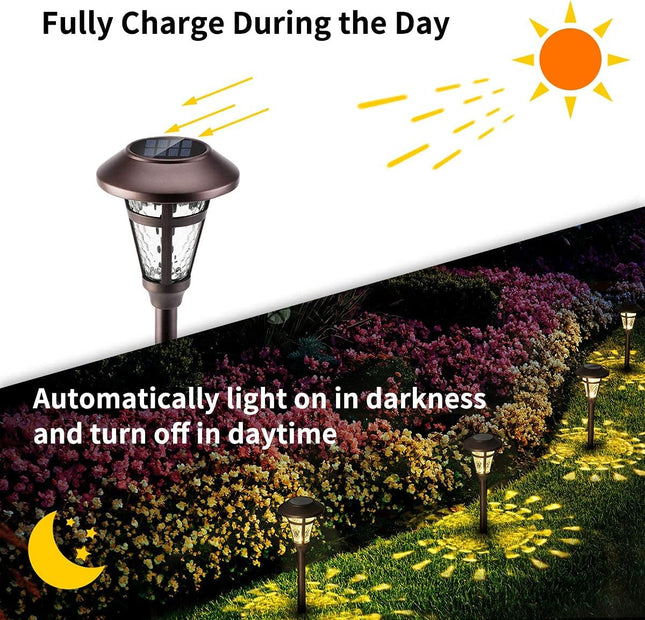 Solpex Solar Pathway Lights Outdoor,6 Pack Solar Garden Lights, Bronze Finshed, Waterproof Solar Walkway Lights Outdoor Lawn
