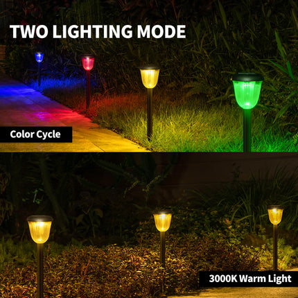 Waterproof Solar Pathway Lights Outdoor - 8 Pack Landscape Lights Solar Powered 2 Lighting Modes RGBW, Auto On/Off Solar Garden Lights for Outside, Yard, Patio Walkway Driveway