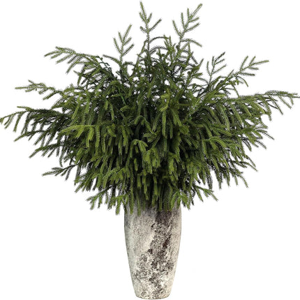 FOTEEWL Real Touch Norfolk Pine Branch - 36" Artificial Christmas Green Plants Branches Faux Greenery Stem Fake Pine Picks for DIY Crafts Garland Wreath Xmas Indoor Outdoor Home Decor (8 Pcs)