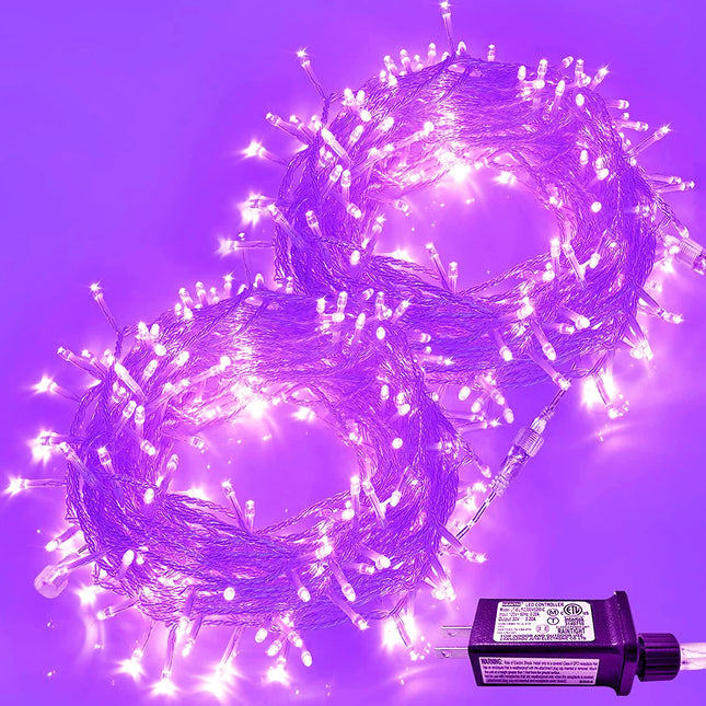 JMEXSUSS 500 LED (250LEDx2) Purple Christmas Lights, 163 FT Purple String Lights Outdoor Waterproof, 8 Modes Christmas String Lights Plug-in for Indoor Christmas Halloween Decorations